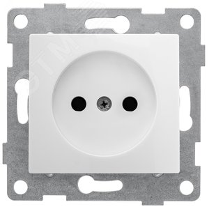 Розетка однопостовая Bravo б/з с з/ш, механизм, 16А, 250В, белый - GUSI Electric
