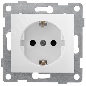 Розетка однопостовая Bravo с/з с з/ш, механизм, 16А, 250В, белый - GUSI Electric