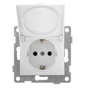 Розетка однопостовая Bravo с/з с з/ш и крышкой, механизм, 16А, 250В, белый - GUSI Electric
