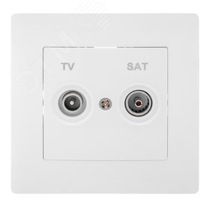 GUSI Bravo Розетка  TV+ SAT, оконечная, скрытая  установка,  с  одноместной  рамкой С1010-001. Цвет белый. (С10TS1-001-СБ) - GUSI Electric
