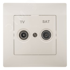GUSI Bravo Розетка  TV+ SAT, оконечная, скрытая  установка,   с  одноместной  рамкой С1010-003. Цвет бежевый. - GUSI Electric