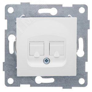Розетка компьютерная и телефонная RJ45, RJ12 Ugra, механизм, белый - GUSI Electric