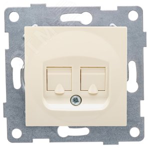 Розетка компьютерная и телефонная RJ45, RJ12 Ugra, механизм, бежевый - GUSI Electric