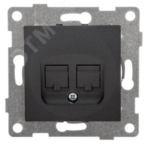 Розетка компьютерная и телефонная RJ45, RJ12 Ugra, механизм, графит - GUSI Electric
