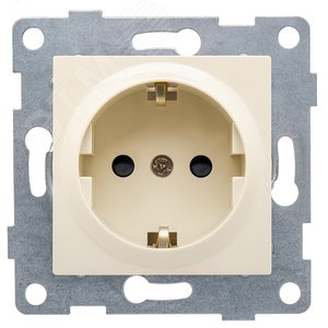 Розетка однопостовая Ugra с/з с з/ш, механизм, 16А, 250В, бежевый - GUSI Electric
