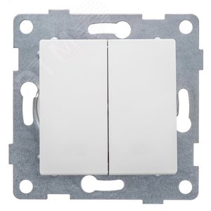 Выключатель двухклавишный Ugra, механизм, 10А, 250В, белый - GUSI Electric