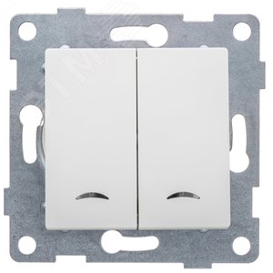 Выключатель двухклавишный Ugra инд, маханизм, 10А, 250В, белый - GUSI Electric
