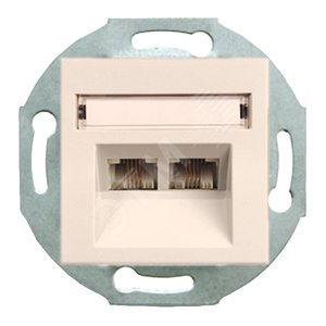 City МЕХАНИЗМ Роз. Комп.+Тел. (RJ45 CAT 5, RJ45), СП, Беж - GUSI Electric