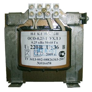 Трансформатор ОСО-0,25 УХЛ3 220/36, IP00 - Электротехник