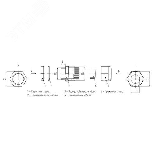 Ввод кабельный пластиковый PG 29 (18-25 мм) 3