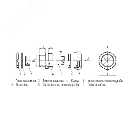 Муфта вводная для металлорукава из нержавеющей стали ВМ (INOX) 50 - фото 3