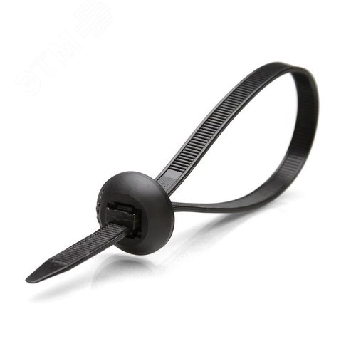 Стяжка нейлоновая с круглым замком КСК 8х380 (черн) (100шт) - КВТ