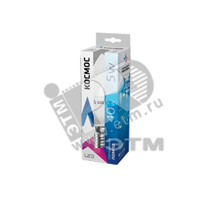 Лампа светодиодная LED Свеча 5Вт Е14 230v 4500K 350Лм - КОСМОС