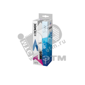 Лампа светодиодная LED Свеча 5Вт Е27 230v 4500K 350Лм - КОСМОС