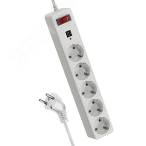 Фильтр сетевой 1,8м 5 гнезд, пвс 3х0,75мм2, белый 2 USB - КОСМОС