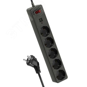 Фильтр сетевой 3м 5 гнезд, пвс 3х0,75мм2, черный 2 USB - КОСМОС
