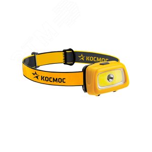 Фонарь налобный KOC-H3WDS-COB, XPE LED + 3W COB, 3 батарейки ААА, 80 Lm, 220 Lm, Космос (KOC-H3WDS-COB) - КОСМОС