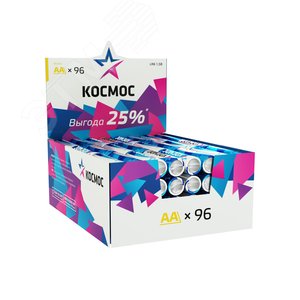 Батарейка  LR6 AA, Alkaline 1.5В, 96 шт/уп, - КОСМОС
