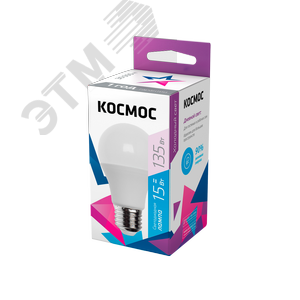 Лампа светодиодная LED 15Вт 220В Е27 D60х108 6500К холодный A60 - КОСМОС