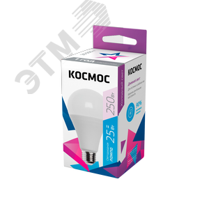 Лампа светодиодная LED 25Вт 220В E27 D65х130 6500К холодный A65 - КОСМОС