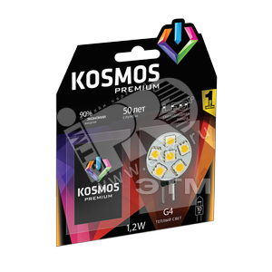 Лампа светодиодная LED 1.2Вт 12В G4 теплый - КОСМОС