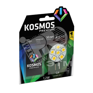 Лампа светодиодная LED 1.2Вт 12В G4 белый - КОСМОС