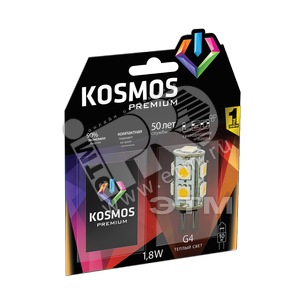 Лампа светодиодная LED 1.8Вт 12В G4 теплая (KLED1.8wJCG412v2700) - КОСМОС