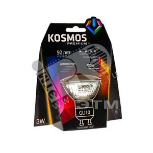 Лампа светодиодная LED 3Вт 230В GU10 теплый - КОСМОС