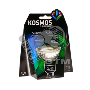 Лампа светодиодная LED 3Вт 230В GU10 белый (KLED3wGU10230v45) - КОСМОС