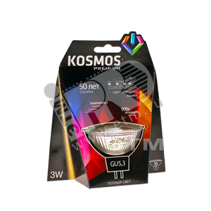 Лампа светодиодная LED 3Вт 12В GU5.3 теплый - КОСМОС