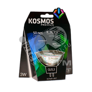 Лампа светодиодная LED 3Вт 12В GU5.3 белый - КОСМОС