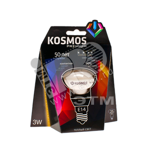 Лампа светодиодная LED зеркальная 3Вт 230в Е14 R39 теплый (KLED3wR39230vE1427) - КОСМОС