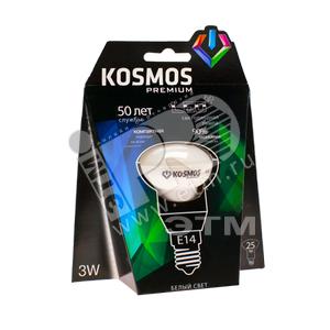 Лампа светодиодная LED зеркальная 3Вт 230в Е14 R39 белый - КОСМОС