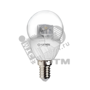 Лампа светодиодная LED 4Вт 230v E14 230v D45х79 холодный (шар) - КОСМОС