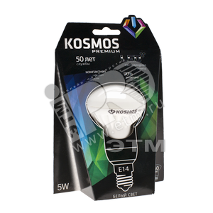 Лампа светодиодная LED зеркальная 5Вт 230в Е14 R50 белый - КОСМОС