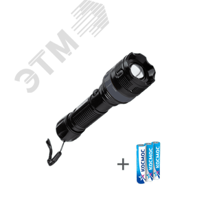 Фонарь ручной 2Вт LED zoom-линза 3xAAA (R03) корпус ABS-пластик ремешок ручной КОСМОС KOC122B - КОСМОС