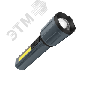 Фонарь аккумуляторный ручной 3Вт LED+5Вт COB LED zoom-линза Li-ion 18650 1200мА.ч корпус ABS-пластик индикатор уровня заряда USB-шнур в комплекте КОСМОС KOC124Lit - КОСМОС