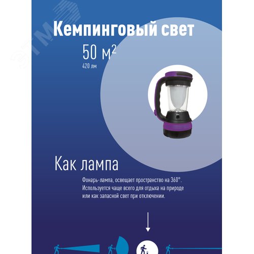 Фонарь универсальный аккумуляторный KOCAP2008M-LED, 24 x 0,5W LED + 3 W, аккум. 4V 0,9 Ah x 2, 420Lm - 7 часов, 240Lm - 4 часа (KOCAP2008M-LED) - фото 4