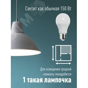 Лампа светодиодная LED 20Вт 220В Е27 D60х118 6500К холодный A60 - фото 4