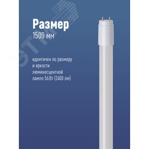 Лампа светодиодная LED 24Вт T8 G13 D25х1500 4000К белый 2400 лм - фото 3