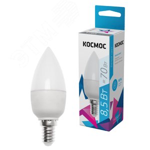 Лампа светодиодная LED 8.5Вт Свеча 220В Е14 D37х100 4500К белый 720 лм - фото 2