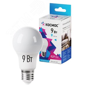 Лампа светодиодная LED 9Вт 220В Е27 D55х98 4500К белый 720 лм A55 Космос (LkecLED9wA55E2745) - фото 2