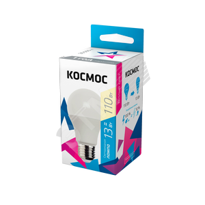 Лампа светодиодная LED 13Вт 220В Е27 D60х108 3000 теплый А60 - КОСМОС