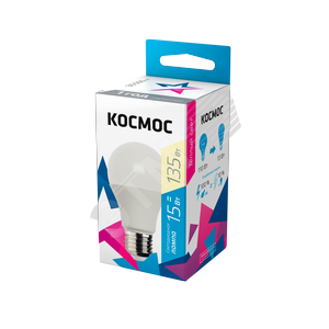 Лампа светодиодная LED 15Вт 220В Е27 D60х108 3000 теплый A60 - КОСМОС