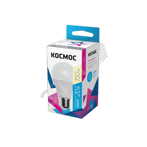 Лампа светодиодная LED 20Вт 220В Е27 D60х118 3000К теплый A60 1800 лм - КОСМОС