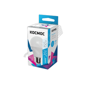Лампа светодиодная LED 20Вт 220В Е27 D60х118 белыйA60 - КОСМОС