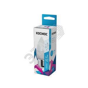 Лампа светодиодная LED 8.5Вт Свеча 220В Е27 D37х100 4500К белый 720 лм