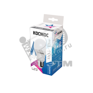 Лампа светодиодная LED 13Вт 220В E27 D60х118 холодный A60 1120лм Космос - КОСМОС