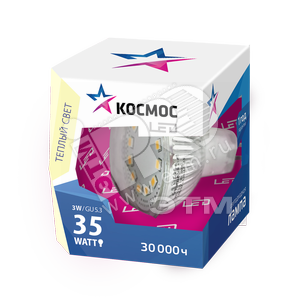 Лампа светодиодная LED 3Вт JCDR GU5.3 230v 3000K 230Лм прозрачная - КОСМОС