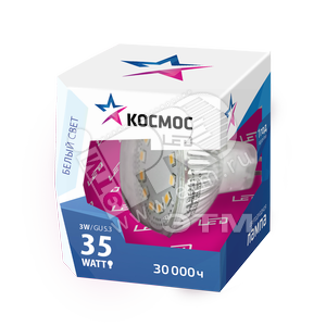 Лампа светодиодная LED 3Вт JCDR GU5.3 230v 4500K 240Лм - КОСМОС